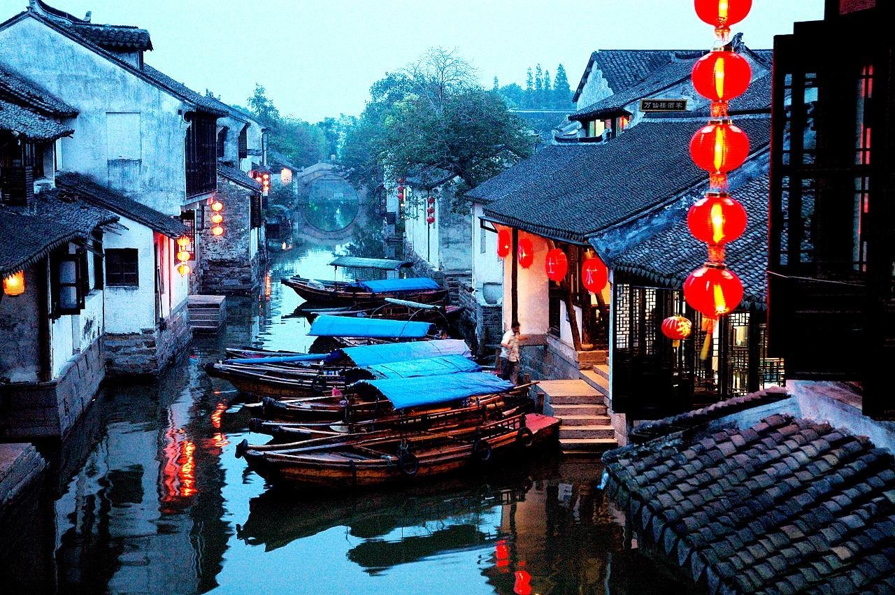 Water town canal scene near Suzhou and Shanghai